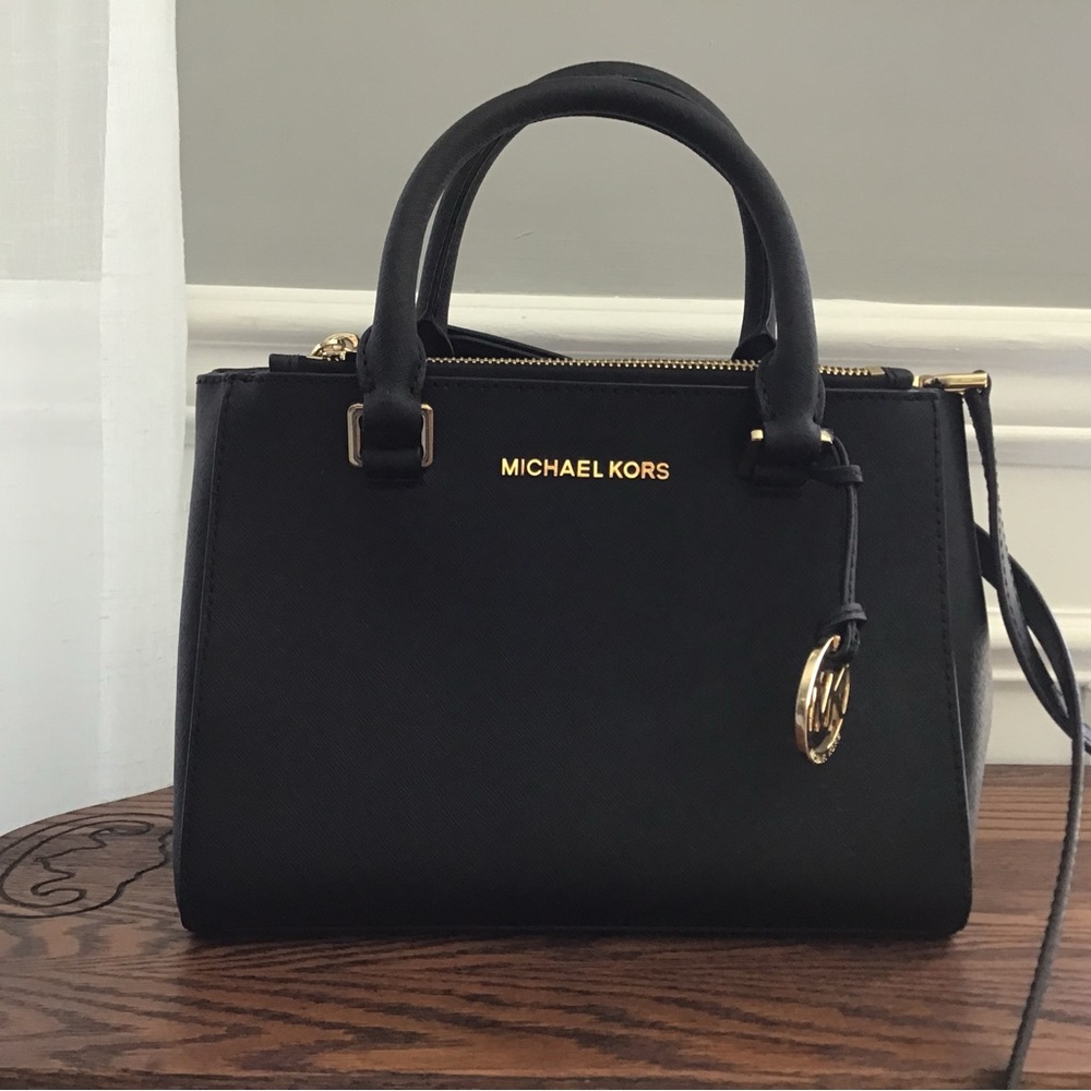 Michael Kors Black Satchel with Gold Hardware